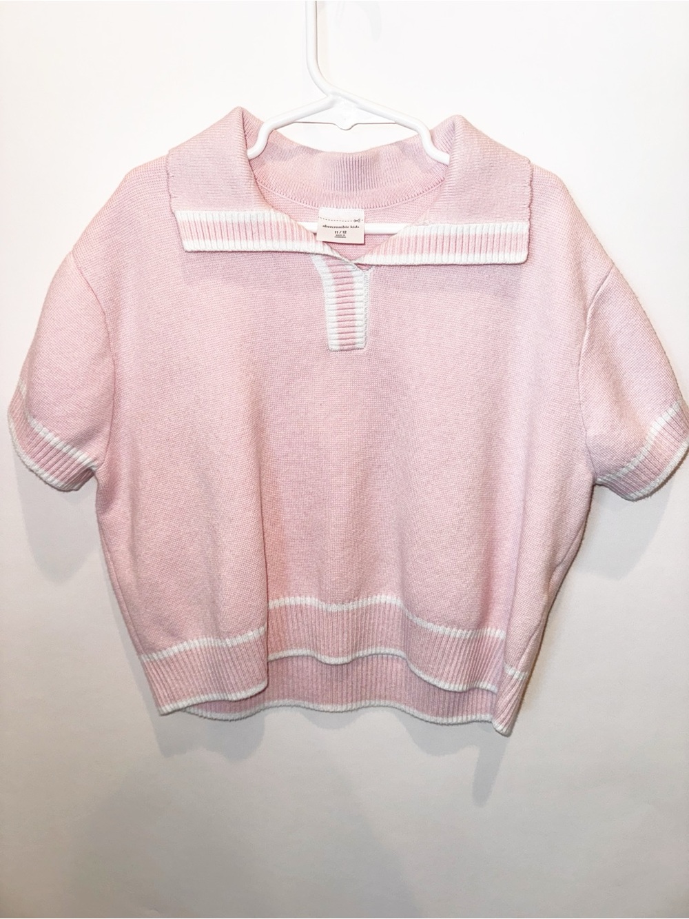 abercrombie kids Pink Sailor Collar Short-Sleeve Knit Top